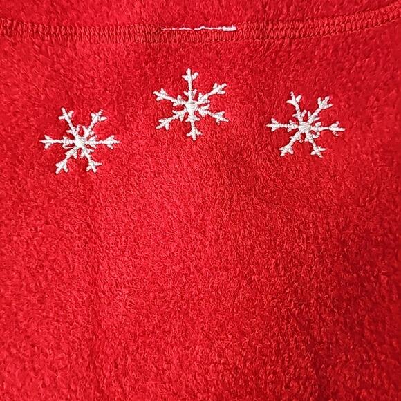 NWT Womens 2X Red Snow Flake Mittens Appliques Fleece Premier Cardigan - Picture 6 of 13